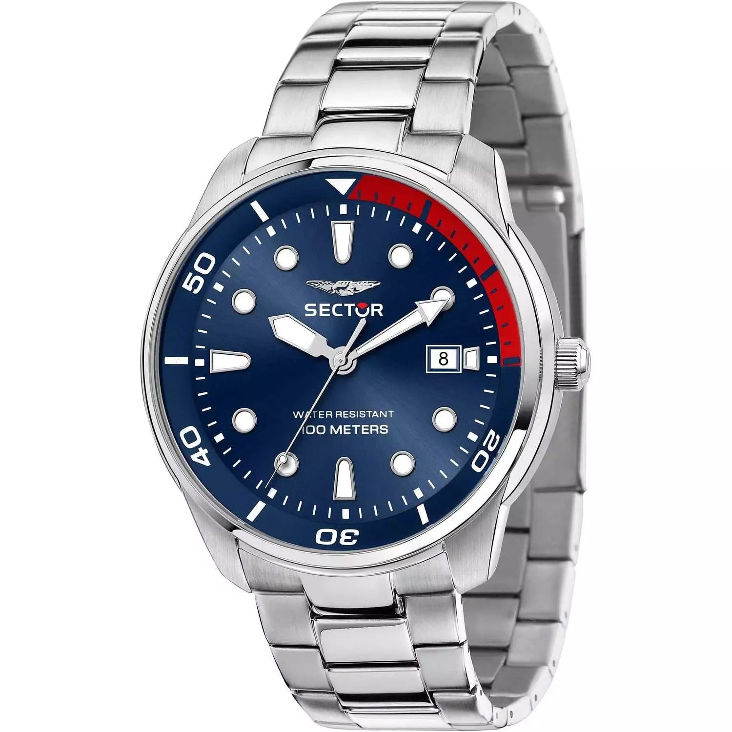 Montre Homme SECTOR Oversize R3253102029 - Acier Inoxydable Bleu, Quartz, Étanche 100M
