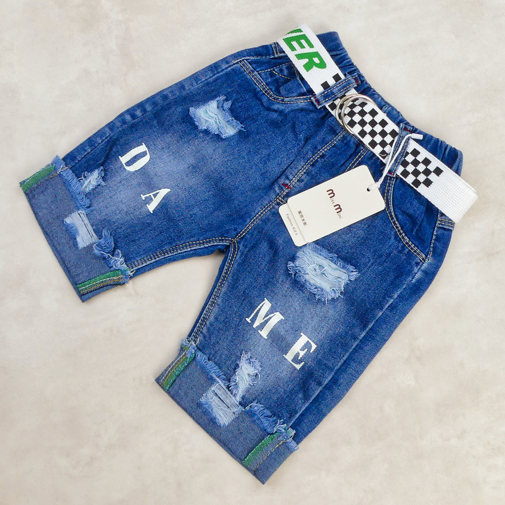 SHORT JEANS bleu MOTIF DAME