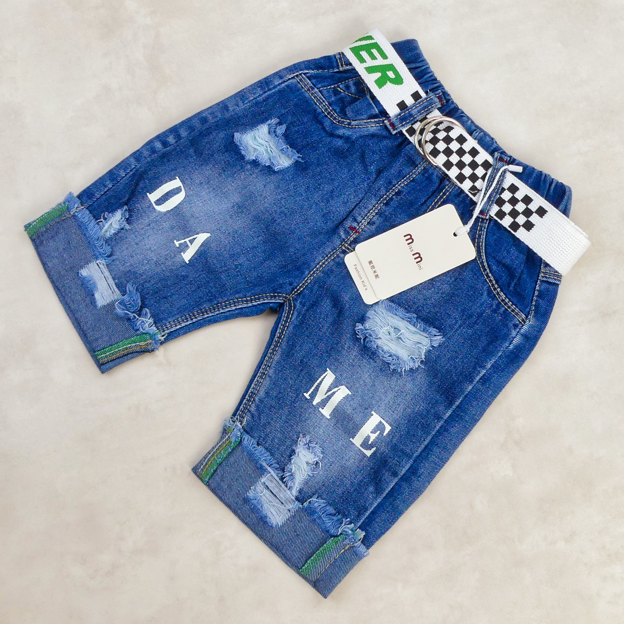 SHORT JEANS bleu MOTIF DAME