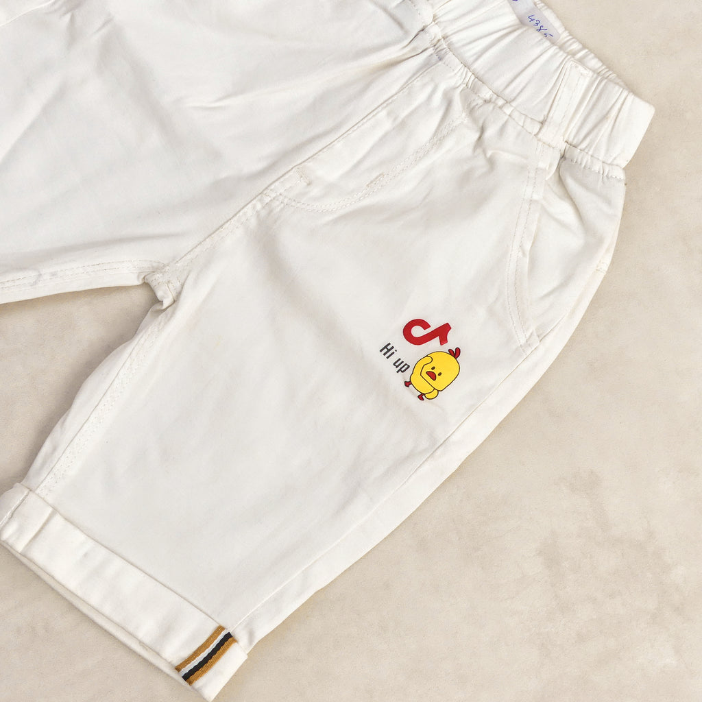 Pantacourt Garcon BLANC MOTIF HI UP
