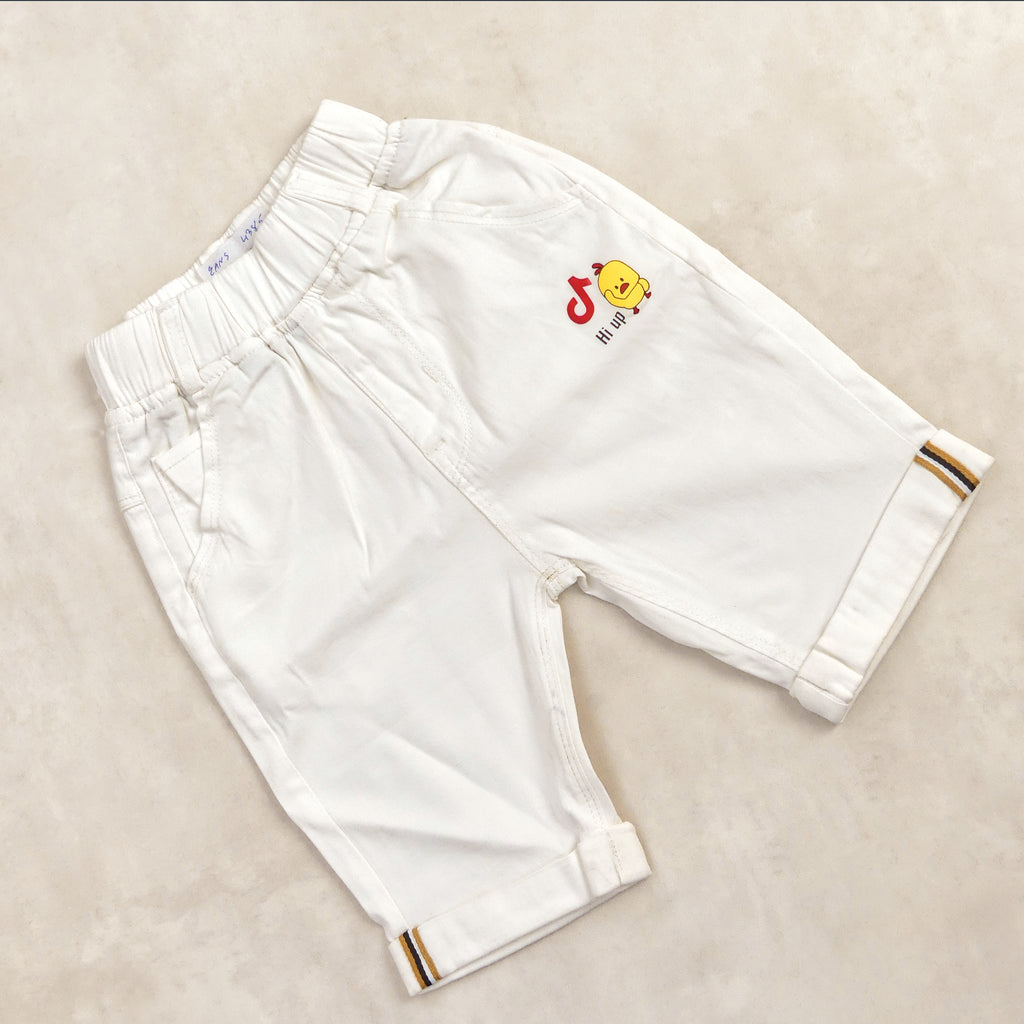 Pantacourt Garcon BLANC MOTIF HI UP