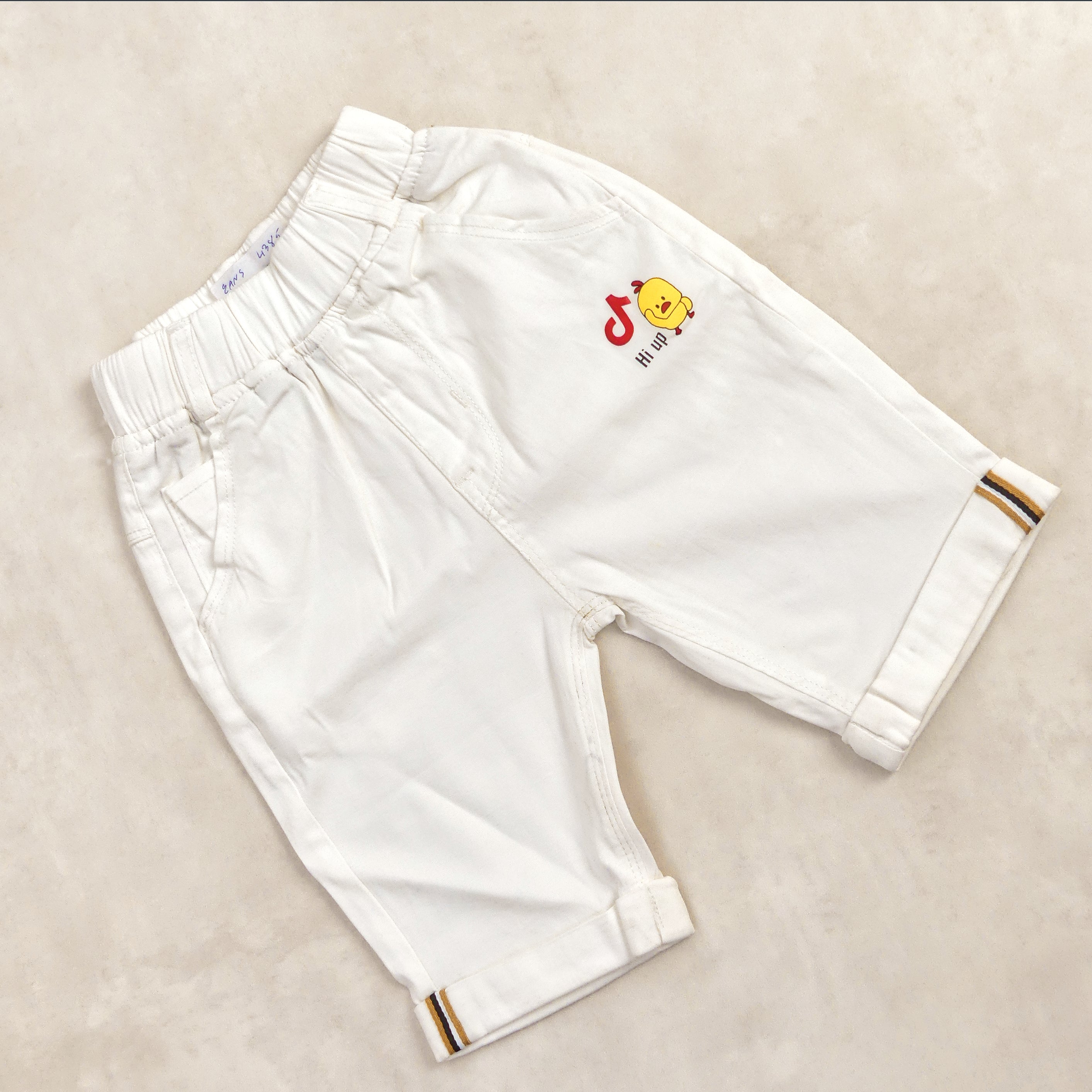 Pantacourt Garcon BLANC MOTIF HI UP
