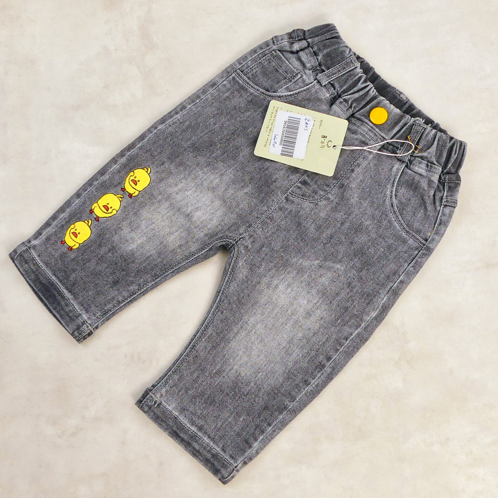 SHORT JEANS noir  MOTIF petits poussins